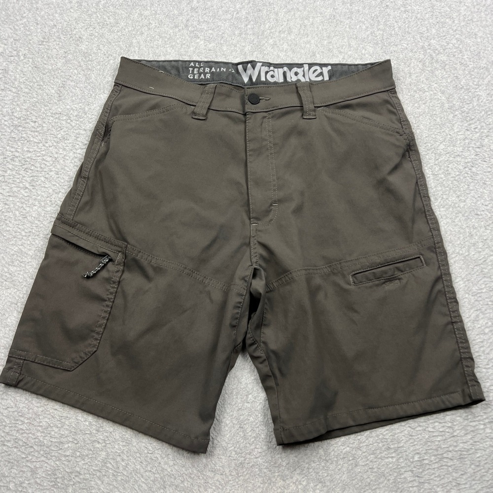 Wrangler ATG Stretch Cargo Shorts Mens 34 Gray All Terrain Gear Utility Hiking